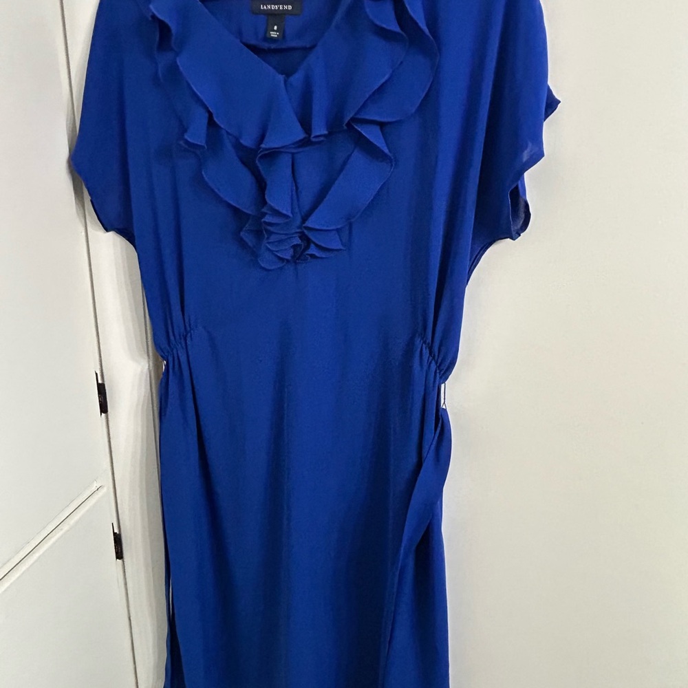 Lands' End Blue Ruffle Dress size 8